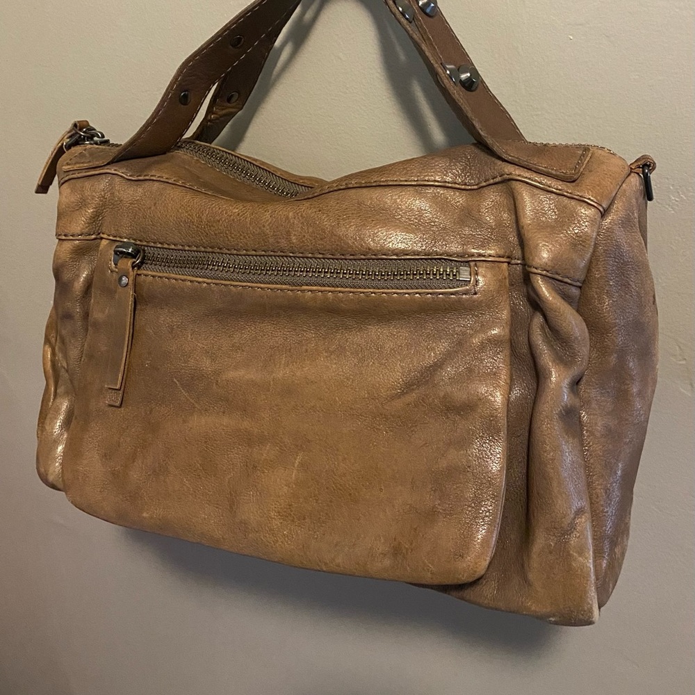 Funky studded handle leather bag